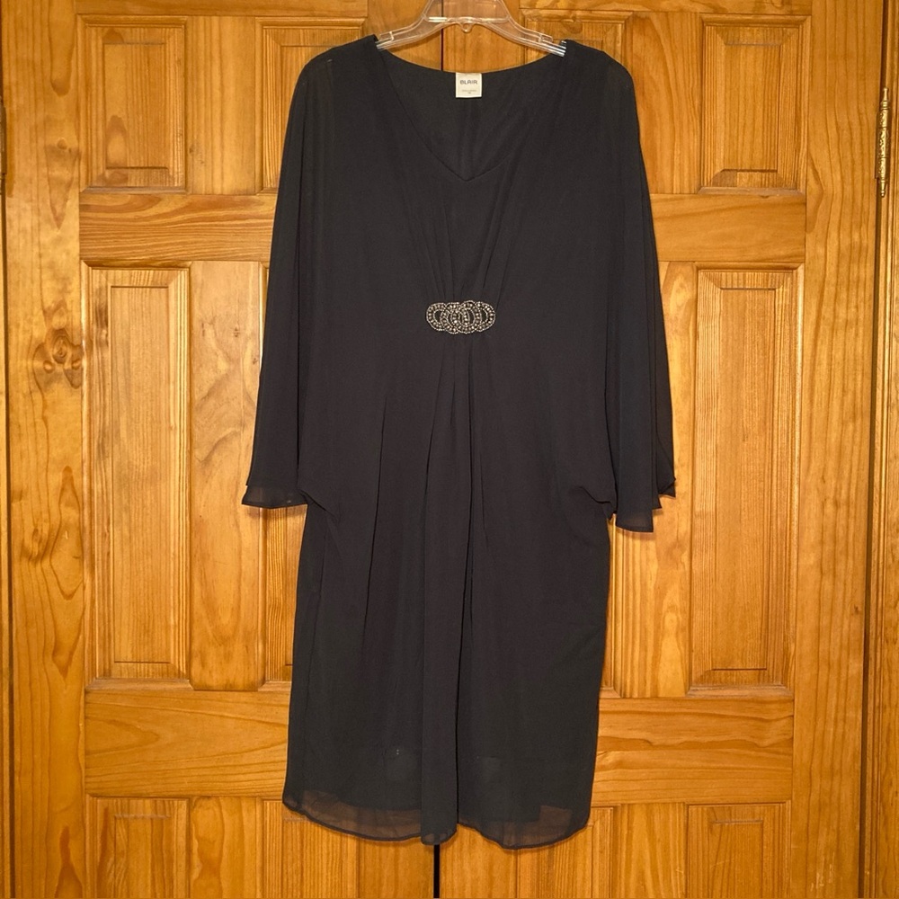 NWOT Blair Dress Formal Lined Sheer Midi Black Size 16